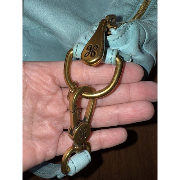 Hobo International Aqua Leather Shoulder Crossbody Bag Soft Boho Slouchy Tote - Picture 9 of 15